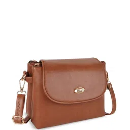 Lancer Women Solid Structured Leather Sling Bag image 3