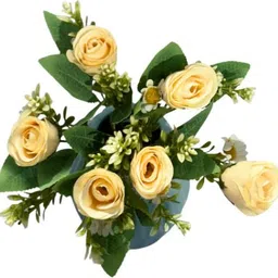 siyara creations 1 Pcs Artificial Flower Roses Fake Sticks Bunch for Home Decor 12 inch Yellow Yellow Rose Artificial Flower image 2