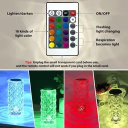 sxp Crystal Diamond Table Lamp 16 Color RGB Changing Mode LED Night Lights Night Lamp image 4