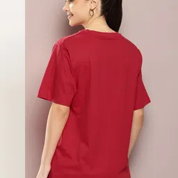 dillinger Women Graphic Print Round Neck Pure Cotton Red T-Shirt image 4