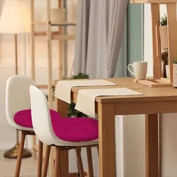 wondershala Cotton Chair Pad Pack of 2 Solid Antique Round Chair Cushion Round Chairpad image 4