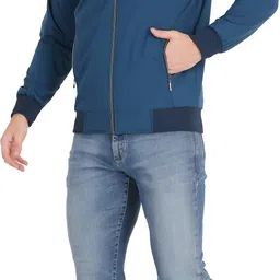 blueficus Men Solid Bomber Jacket image 5