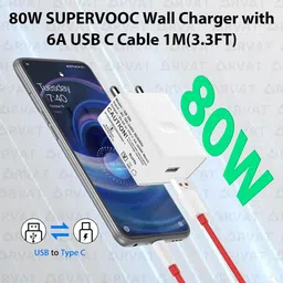 RVAT 80 W SuperVOOC 7.3 A Wall Charger for Mobile with Detachable Cable image 2