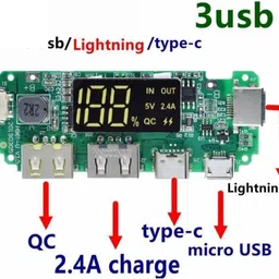 avisri 3-Port USB Power Bank Module & LED Display 5V 2.4A Boost Converter for Battery Electronic Components Electronic Hobby Kit image 5