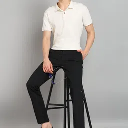 killer Men Slim Fit Dark Blue Lycra Blend Trousers image 2