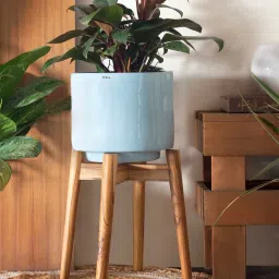 harla arts Crimson Sky Blue Porcelain Floor Planters With Stand image 1