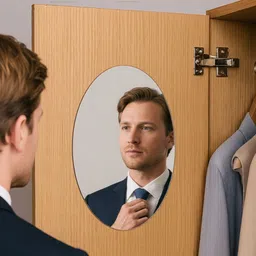 dbk sales Self Adhesive Sticker Mirror For Wardrobe Door Pack of 2 image 3