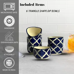 freakway Ceramic Sauce Bowl Ceramic Handcrafted Bliss Dip Bowl |Blue & White |Set of 6 | (50 ml each) image 4