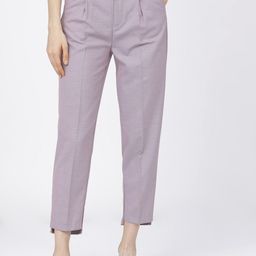 tokyo talkies Women Tapered Purple Cotton Blend Trousers-picture-9