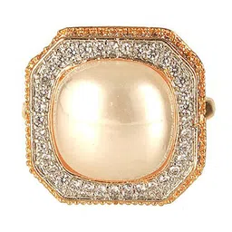 Saraf RS Jewellery Pearl Studded Adjustable Finger Ring image 5