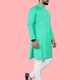 omkar enterprisess Men Cotton Blend Kurta Pyjama Set image 2