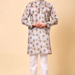 ashak fashions Men Printed, Floral Print Cotton Blend Straight Kurta-picture-20