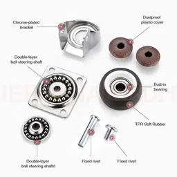 victac 360' Swivel Type Revolving Silent High Grip TPR Soft Rubber Furniture Castor Wheel Set of 4 Pieces With Brake For Platform Trolley Chair, Noise less, Scratch Proof 30mm Swivel Furniture Caster image 4