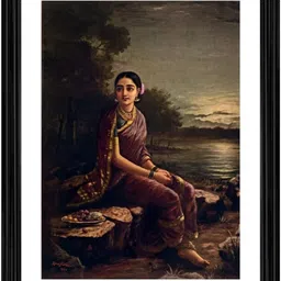 absecom Radha in Moonlight 1902 Painting With Wood Photo Frame 14 inch frame-picture-46