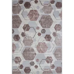 obsessions Brown and Grey Geometric 4x6 Feet Machine Made Carpet image 2