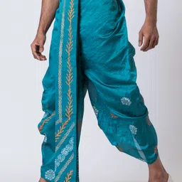 Nakshi Hand Block Print Dhoti Fpr Men / Weadding Dhoti / Redy to wear Solid Men Dhoti image 4