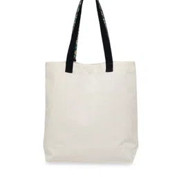 The House of Tara Off White and Black Canvas Ethnic Motifs Printed Shopper Tote Bag image 4
