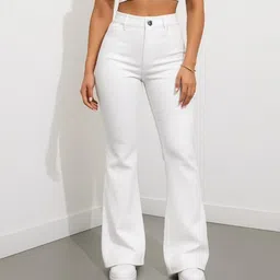 veridyen Women Flared High Rise White Jeans-picture-12