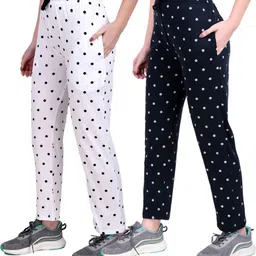 fashionhousets Pack of 2 Women Polka Print Multicolor Track Pants-picture-30