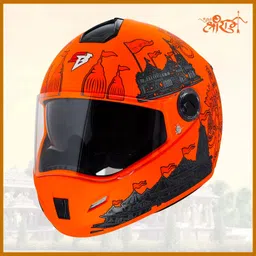 steelbird SBH-34 Jai Shree Ram Reflective ISI Certified Full Face Graphic Helmet Motorbike Helmet image 3