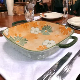 lemon tree Ceramic Square Deep Dish Platter With Double Handle for Snack Serving Tray image 5