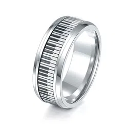 Yellow Chimes Men Silver-Toned & Rhodium-Plated Finger Ring image 3