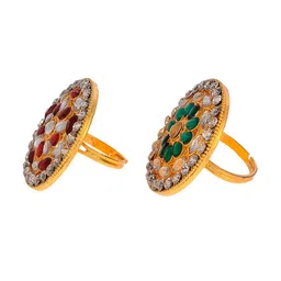 Silvermerc Designs Set Of 2 Gold-Plated Kundan-Studded Finger Ring image 3