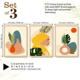 SAF Purple & Pink 3 Pieces Modern Printed Framed Wall Art image 3