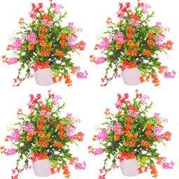 s-biv Set of 4 Pieces flower with pot for office and shop decor Multicolor Wild Flower Artificial Flower with Pot-picture-13