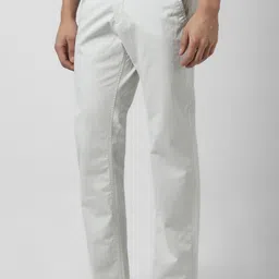 van heusen Men Regular Fit White Cotton Blend Trousers image 3
