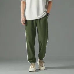 nivedanm Men Striped Green Track Pants image 4