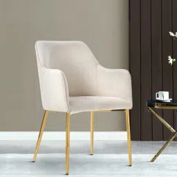 casacraft from pepperfry Unkls Velvet Arm Chair In Off White Colour-picture-14