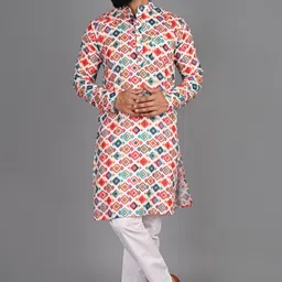 fubar Men Printed Cotton Blend Straight Kurta image 3