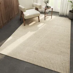 jaipur rugs Ivory Abstract Wool 6 ft X 9 ft Hand Woven Carpet image 1