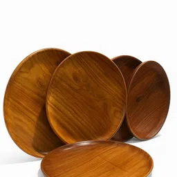 r mega Premium Quality 5 Pis Plates Wood Decorative Platter image 4