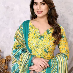 samah Unstitched Cotton Blend Salwar Suit Material Floral Print image 5