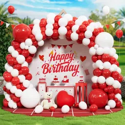 Solid Red White Balloon 50pcs for Birthday Anniversary Party Decoration Balloon-image-24