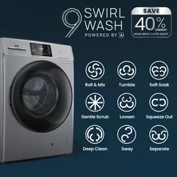 ifb 8 kg 5 Star with Steam Refresh program, 9 Swirl Wash, Eco Inverter, Touch Panel with AI Fully Automatic Front Load with In-built Heater Grey image 5
