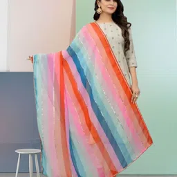 jayu Georgette Striped Multicolor Women Dupatta-picture-15