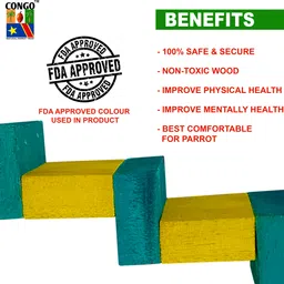 congo natural parrot treat 11X4 in. Colored Fix Ladder On Cage for Lovebirds,Cockatiels,Senegal, Conure and Wooden Perch For Bird image 3