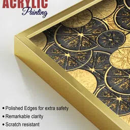 vibecrafts Abstract Golden Shapes Art Acrylic Framed Art Panel (Set Of 2) image 4