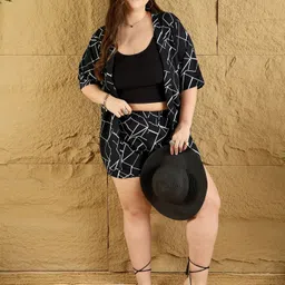 berrylush curve Women Two Piece Dress Black Mini/Short Dress-picture-24