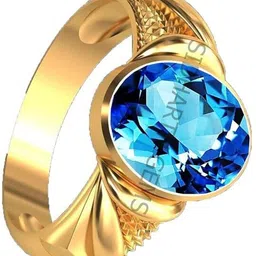 kushmiwal gems 10.25 Ratti Special Quality BlueTopaz Free Size Adjustable Brass Topaz Gold Plated Ring image 4