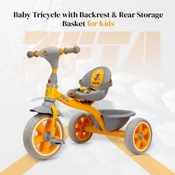 qumon Zeta Baby Tricycle with Backrest & Rear Storage Basket for Kids Durable Pedal Ride-on Cycle for Boys & Girls 1-5-Year Tricycle image 2