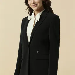 allen solly Women Solid Single Breasted Formal Blazer image 4