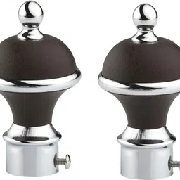 gloxy Black, Silver Rod Rail Bracket, Curtain Knobs, Curtain Hooks, Curtain Rods Metal image 2