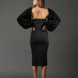 Heart Up My Sleeves Women Black Party Embellished Sequined Sleeves image 5