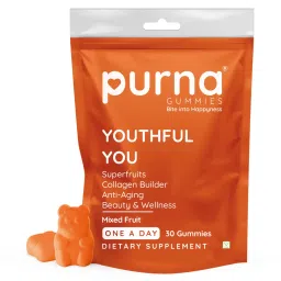 Purna Gummies Superfruits Collagen Gummies Mixed Fruit Flavor, with Vitamin A ,Vitamin C, Vitamin E, and Zinc, for Healthy Hair, and Helps Relieve Hairfall, 30 Days Pack-image-97