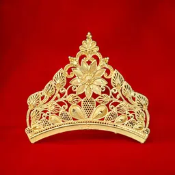 bengcraft Big Size Taj Crown Golden Mukut for God, Idols, Gopal, Krishna, Maa Durga Devi Deity Ornament image 2
