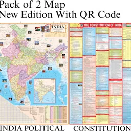 eoimarketing Pack of 2 Indian Political & Constitution of india Map | 70x100 cm / 28x40 inch | 90 GSM Thick Paper | Extra Quality Print | New Edition with QR Code | SSC, UPSC & Competitive Exams Paper Print Paper Print-picture-14